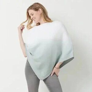 Barefoot Dreams Blue White Ombre Poncho Sweater Women's One Size